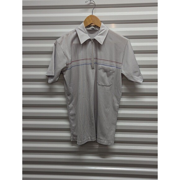 Vintage Idletime Men's Small Gray Polo with Pocket and Stripes - Picture 2 of 6